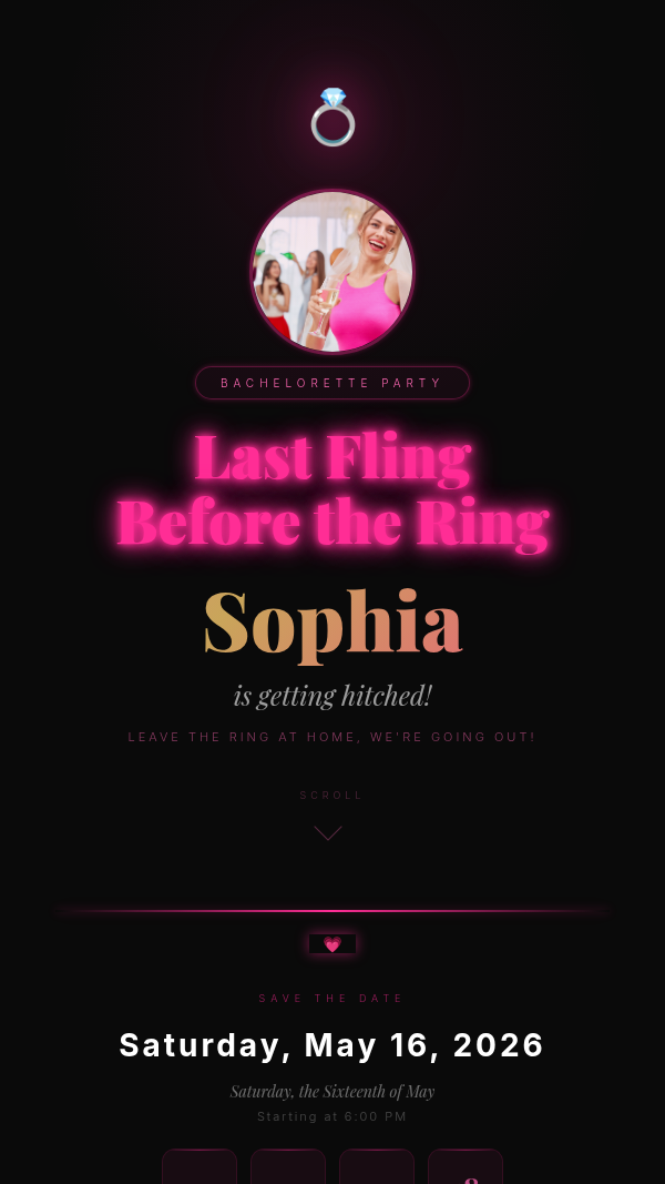 Neon Night invitation preview