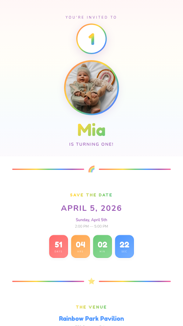 Rainbow Party invitation preview