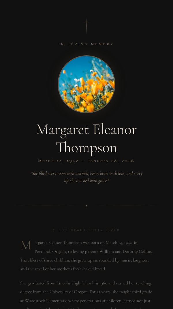 In Loving Memory invitation preview