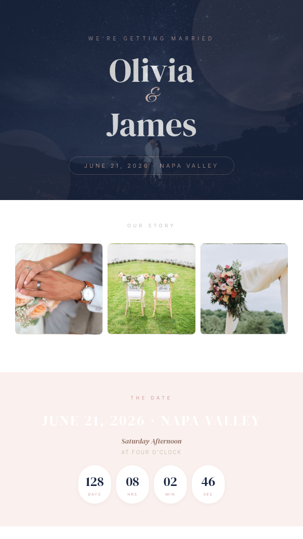 Navy & Blush invitation preview